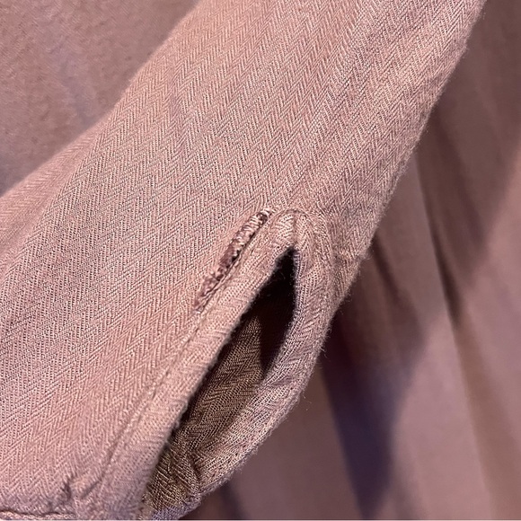 Altar’d State Size Small Cocoa Brown Women’s V Neck Roll Tab Sleeve Shirt Dress - Picture 3 of 7